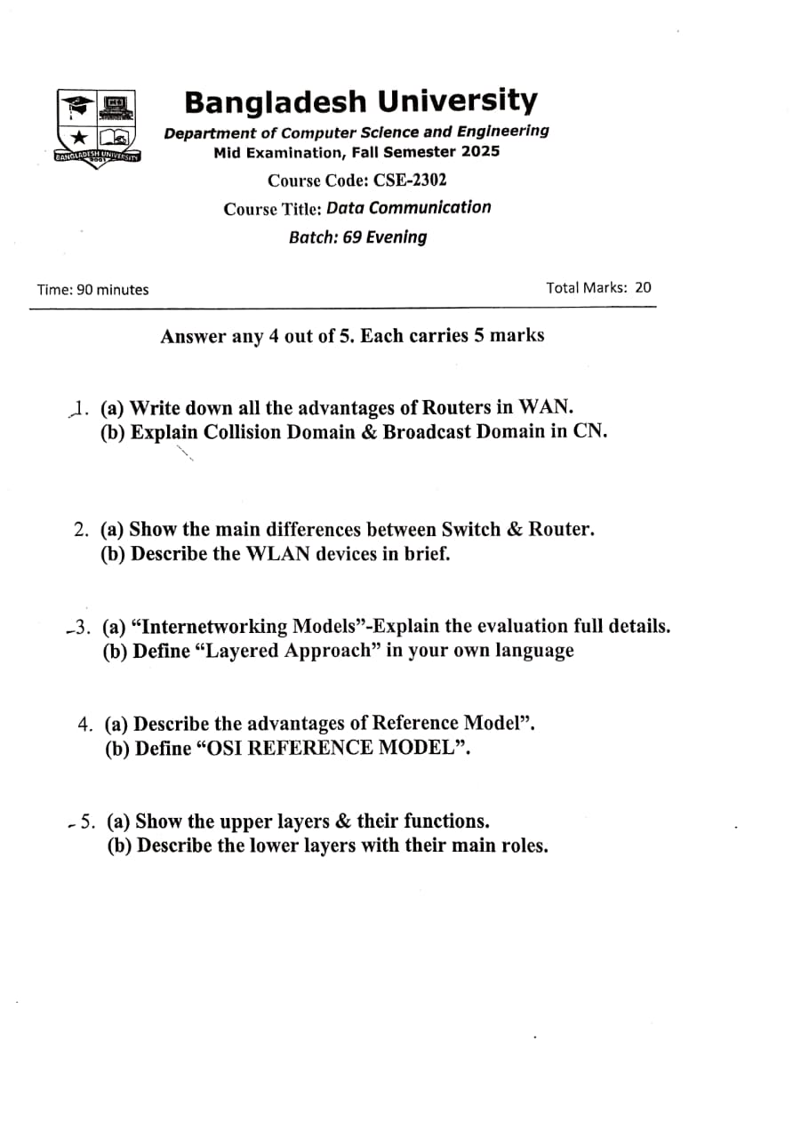 Data Communication question paper